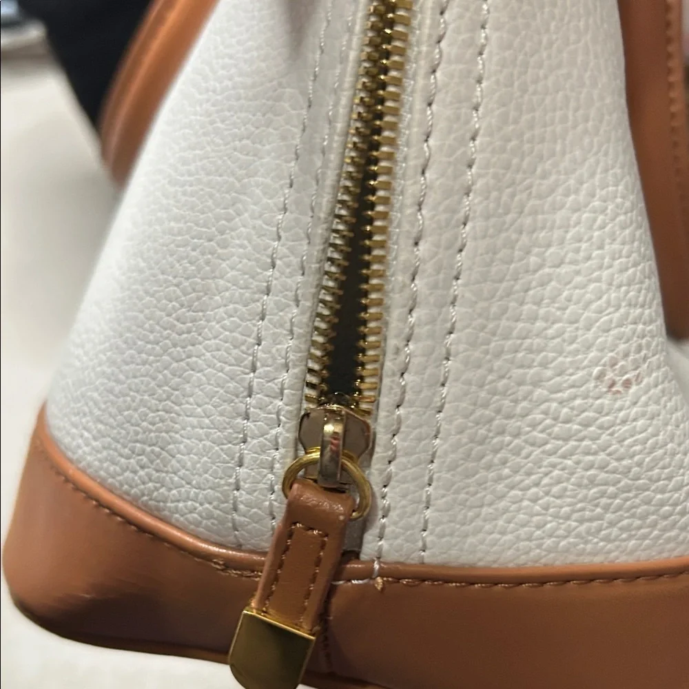 Joy & Iman White and Tan Satchel with Gold Chain
